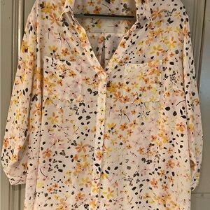Floral Button-Up Blouse - Multicolor
